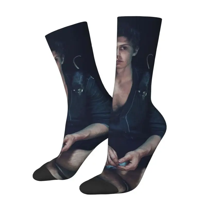 Evan Peters Mens Crew Socks Unisex Fashion 3D Printing Actor Star Movie Dress Socks