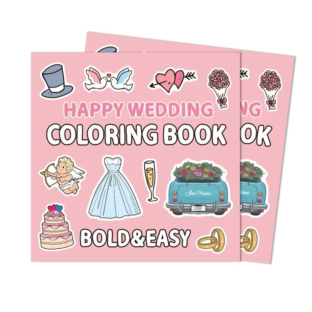 40 Sheets Wedding Day Coloring Book Filling Color Pocket Cartoon Doodle Book Montessori Toy DIY Watercolor Painting Book