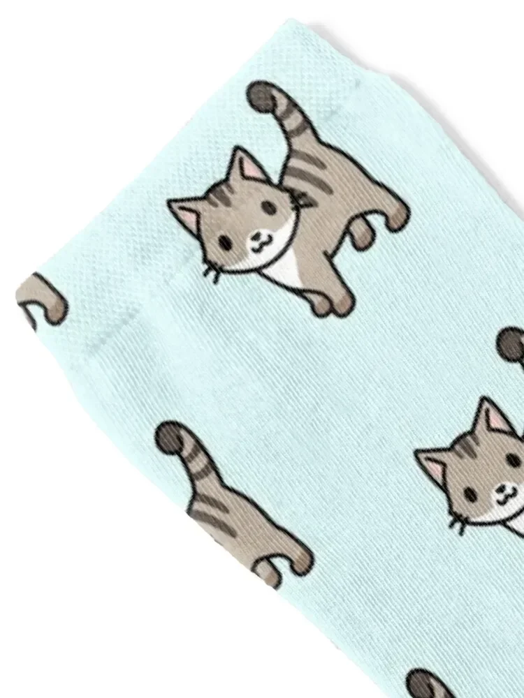 Grey Tabby Cat Socks happy Stockings sport shoes Girl'S Socks Men's