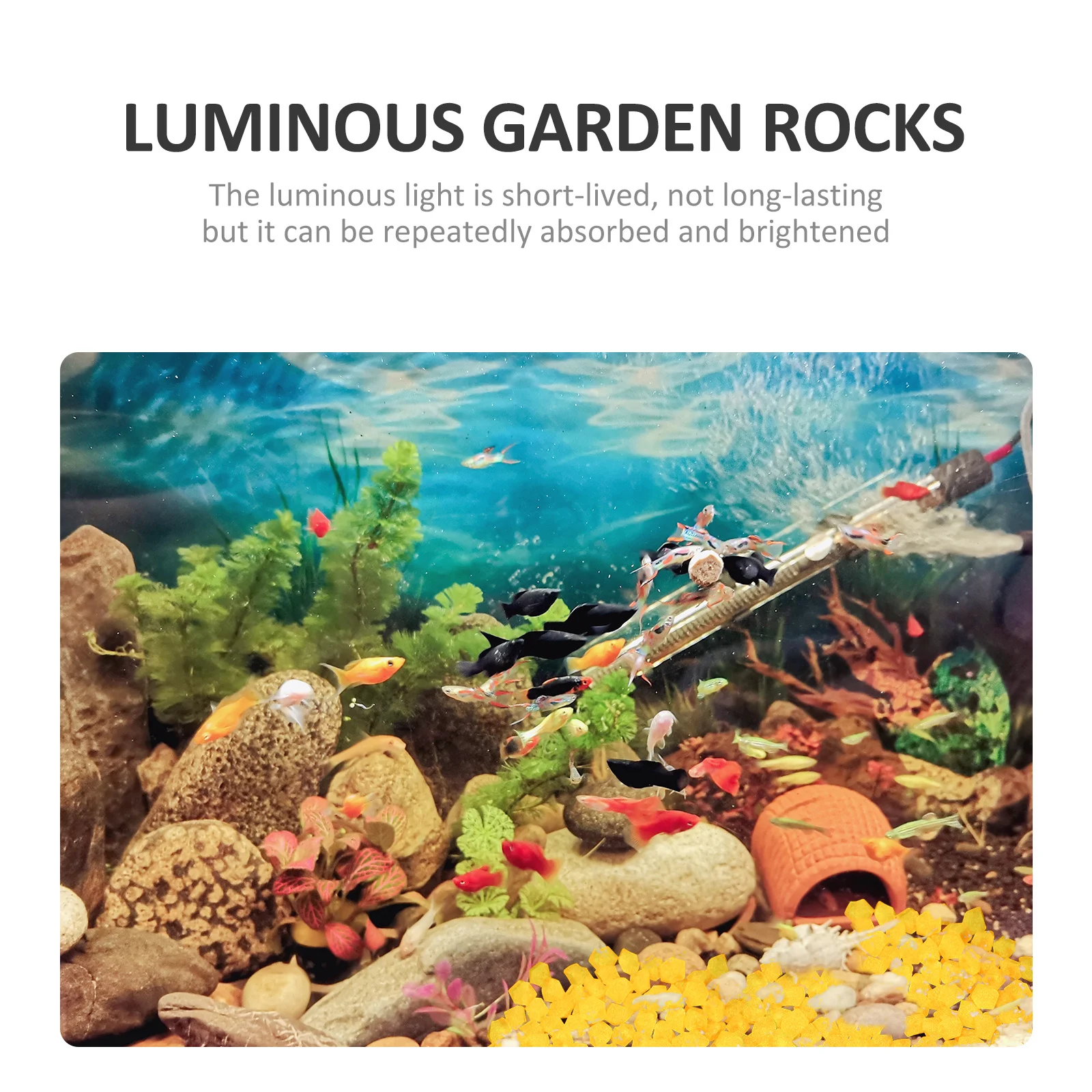 

200 шт. светящихся камней для аквариума, декоративные камни из смолы, свежий дизайн, долговечные, для живого оформления аквариума