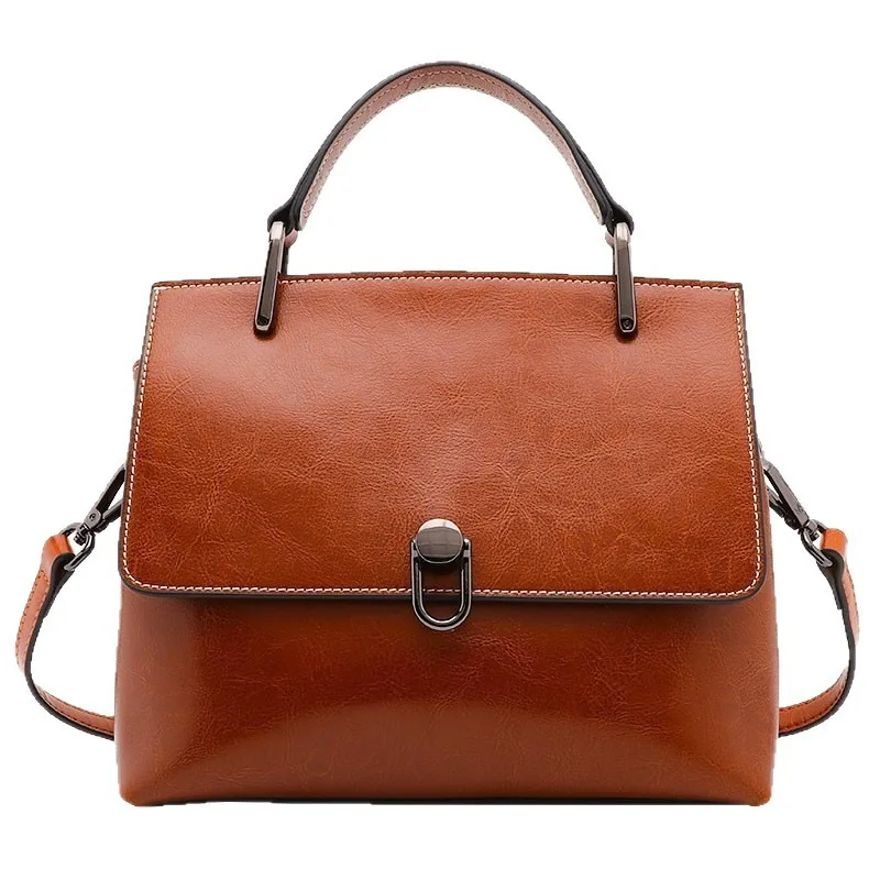 Minimalist Shoulder Bag for Women Genuine Leather Top Grain Leather Everyday Convertible Waxed Adjustable Luxury Handbag