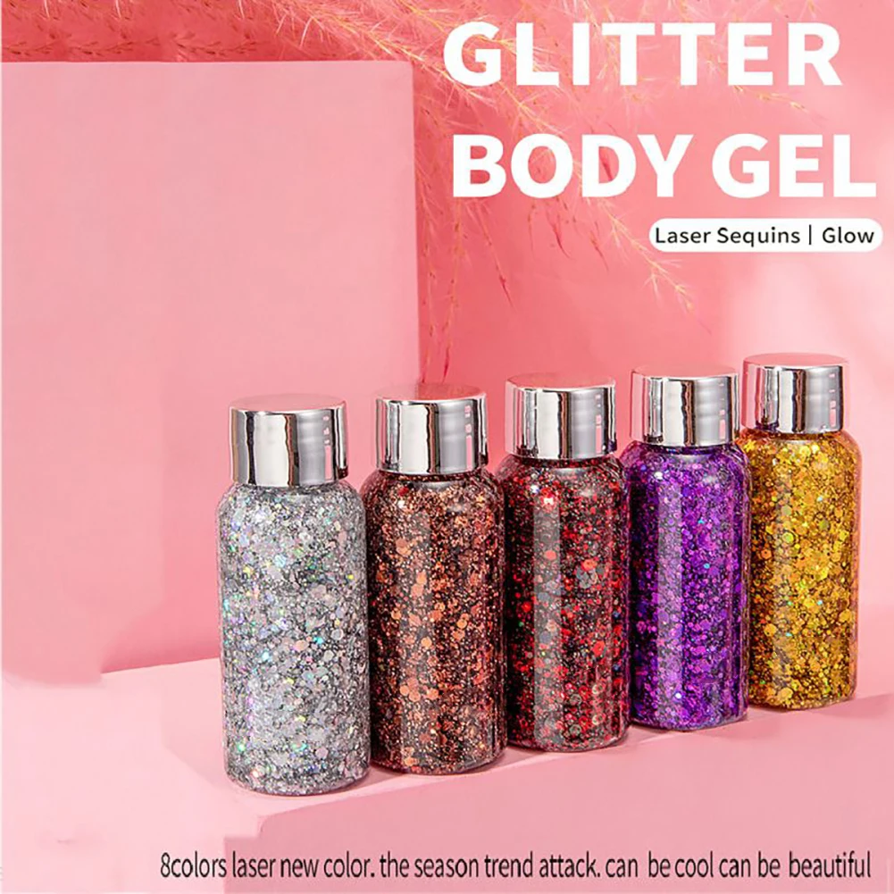 Multifunctional Eye Glitter Art Flash Loose Sequins Cream Nail Hair Body Face Glitter Gel Party Festival Decoration Makeup