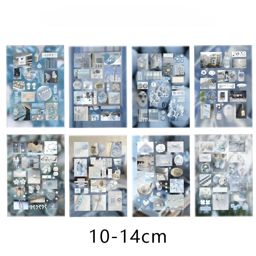 8 Pieces Blue Series Stickers - Fresh Decorative Decals for Handbooks, Phone Cases & Notebooks RecordingYourLife Store