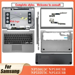 Nowy Metal do Samsung NP530U3C NP530U3B NP535U3C NP535U3B LCD tylna pokrywa/przednia ramka/zawiasy/zawias pokrywa/podparcie dłoni/dolny futerał