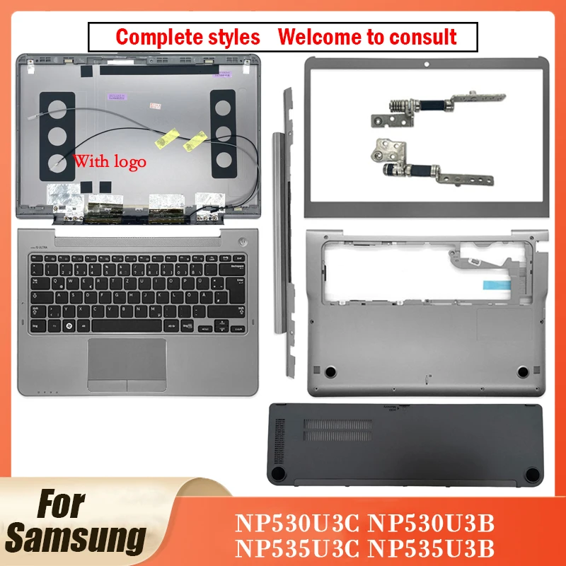 NEW Metal For Samsung NP530U3C NP530U3B NP535U3C NP535U3B LCD Back Cover/Front Bezel/Hinges/Hinge Cover/Palmrest/Bottom Case