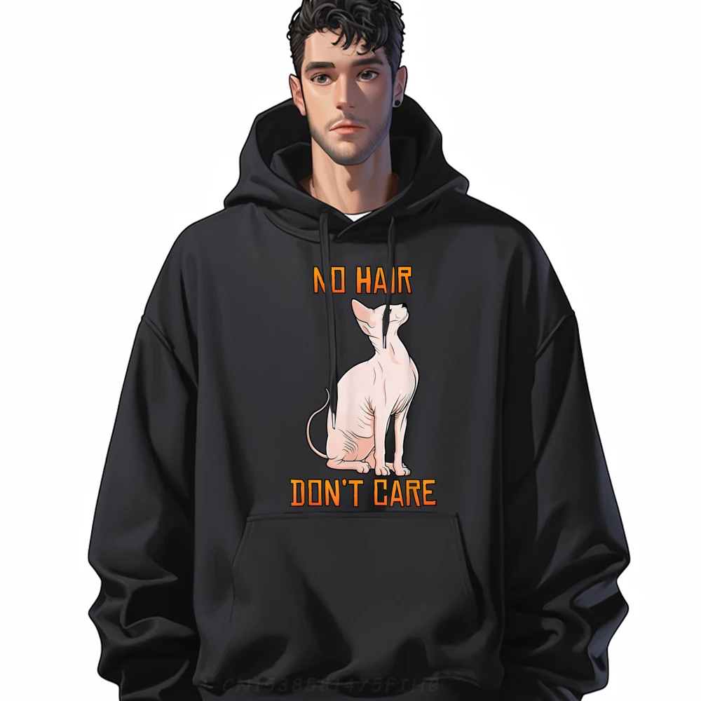 Cute Hairless Sphynx CaHoodies No Hair Don it Care Mens Clothing 2024 Winter Shirts HOLIDAYS