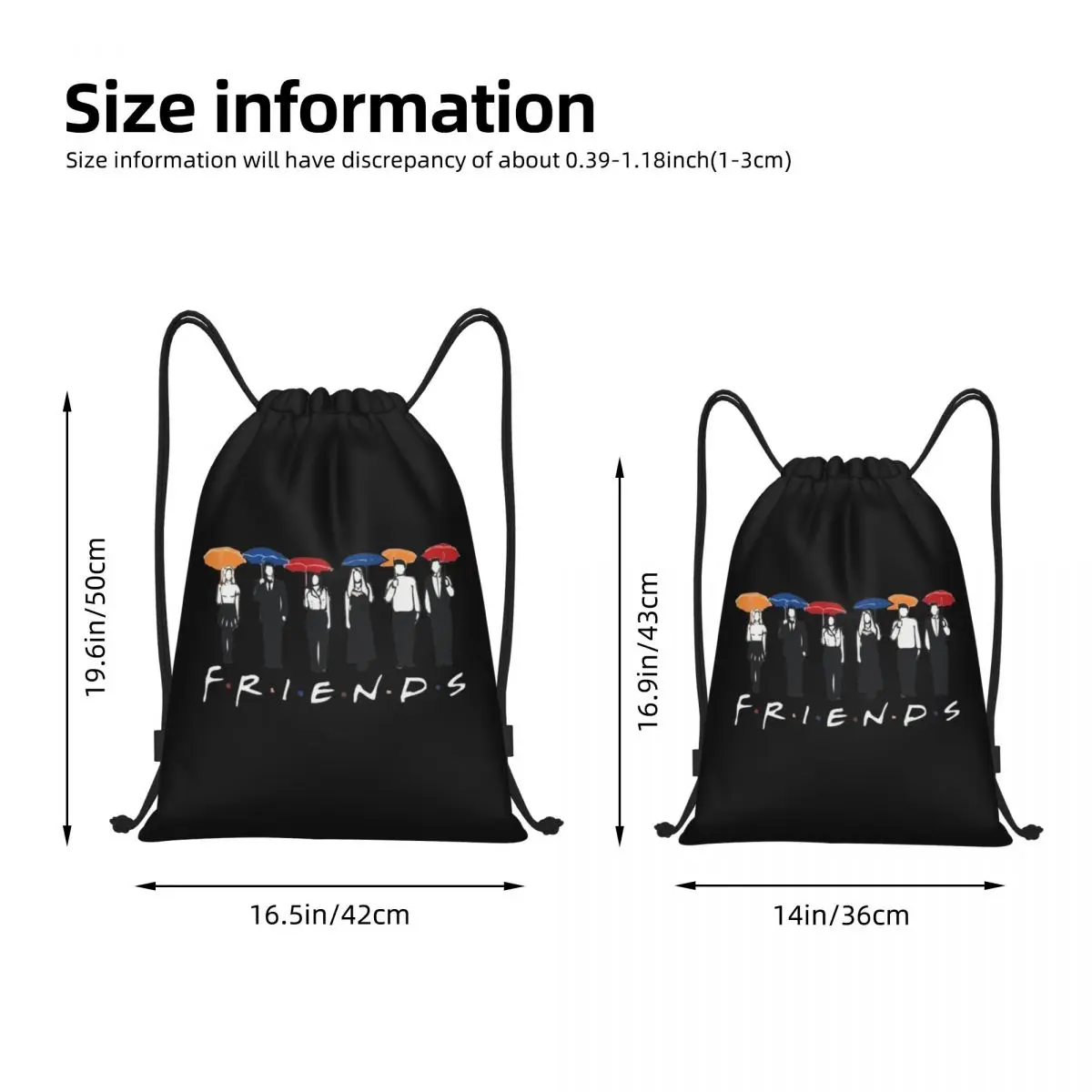 Friends TV Show Backpack Drawstring Sports Bags Gym Bag String Sackpack for Cycling