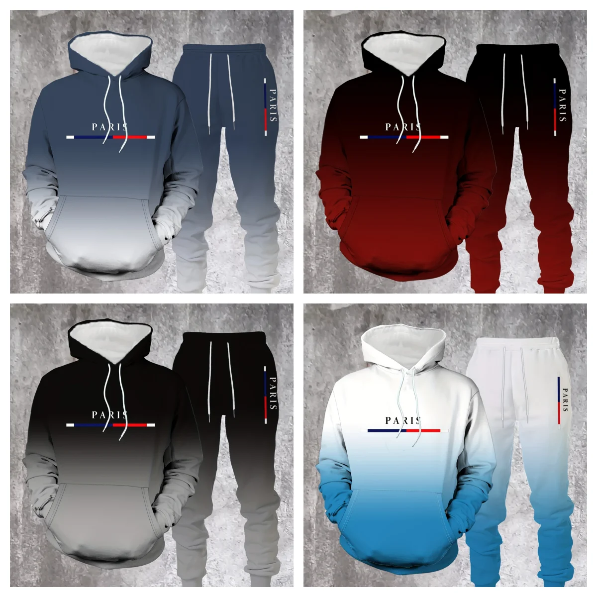 

2025 Hot Autumn and Winter Men's Casual Hoodie Set Fashionable Simple Color Matching Printing Sports Comfortable Couple Set