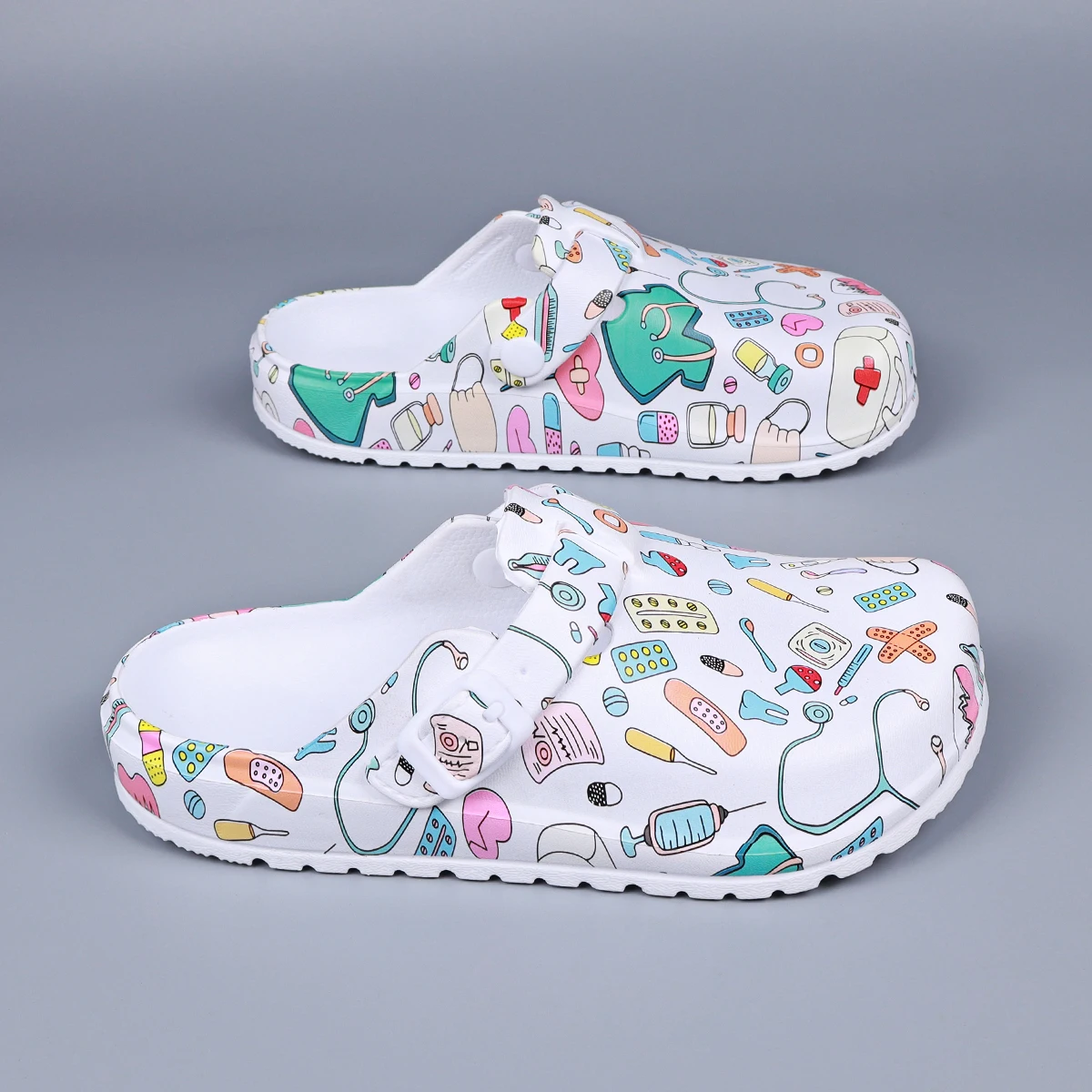 النساء الطباعة النعال المنزل ممرضة قباقيب مقاوم للماء إيفا خفيفة الوزن أحذية الشيف قابل للتعديل أبازيم حذاء للحديقة للارتداء في الهواء الطلق