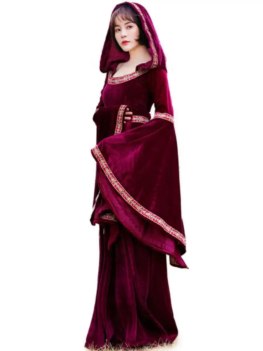 Costume da Halloween per adulti Corte medievale Cappuccetto Rosso Abito da strega Poliestere Primavera Nessun marchio registrato