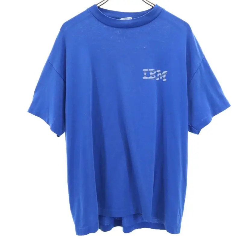 HeF T 90s Fabricado nos EUA Camisa Corporativa de manga curta com estampa IBM masculina