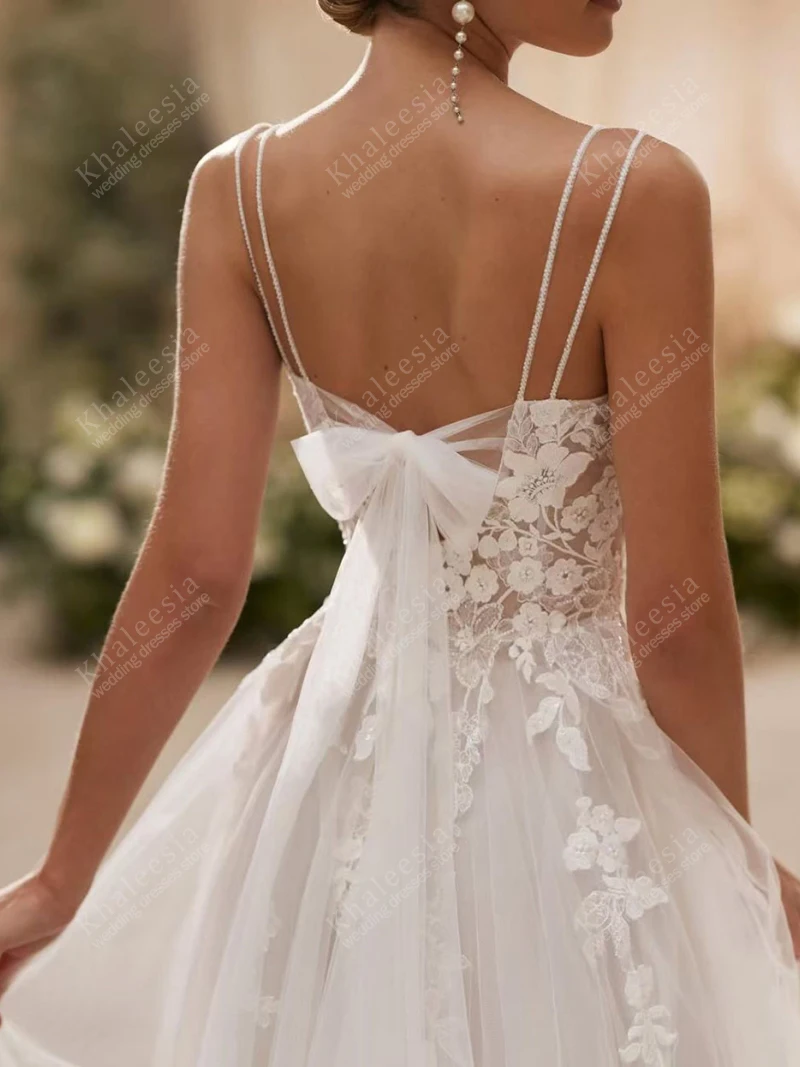 ヴィンテージウェディングドレス A ラインチュールティアードブライダルドレスレースアップリケセクシーなハイスリットローブ Vestidos デノビアカスタマイズ 2025