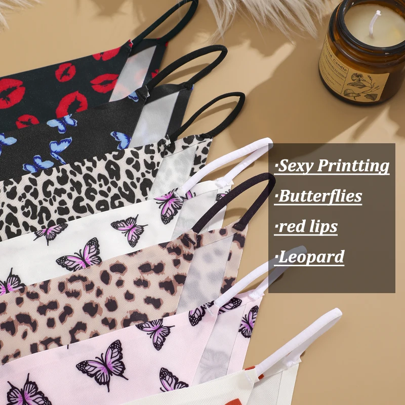 3 pz/set mutandine leopardate da donna slip di seta senza cuciture Sexy farfalle a vita bassa modello di stampa intimo Lingerie femminile XS-XL