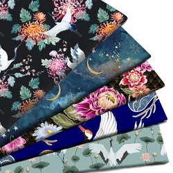 50*145cm Crane Patchwork Printed Polyester Cotton Fabric For Tissue Sewing Quilting Fabrics Needlework Material DIY Handmade