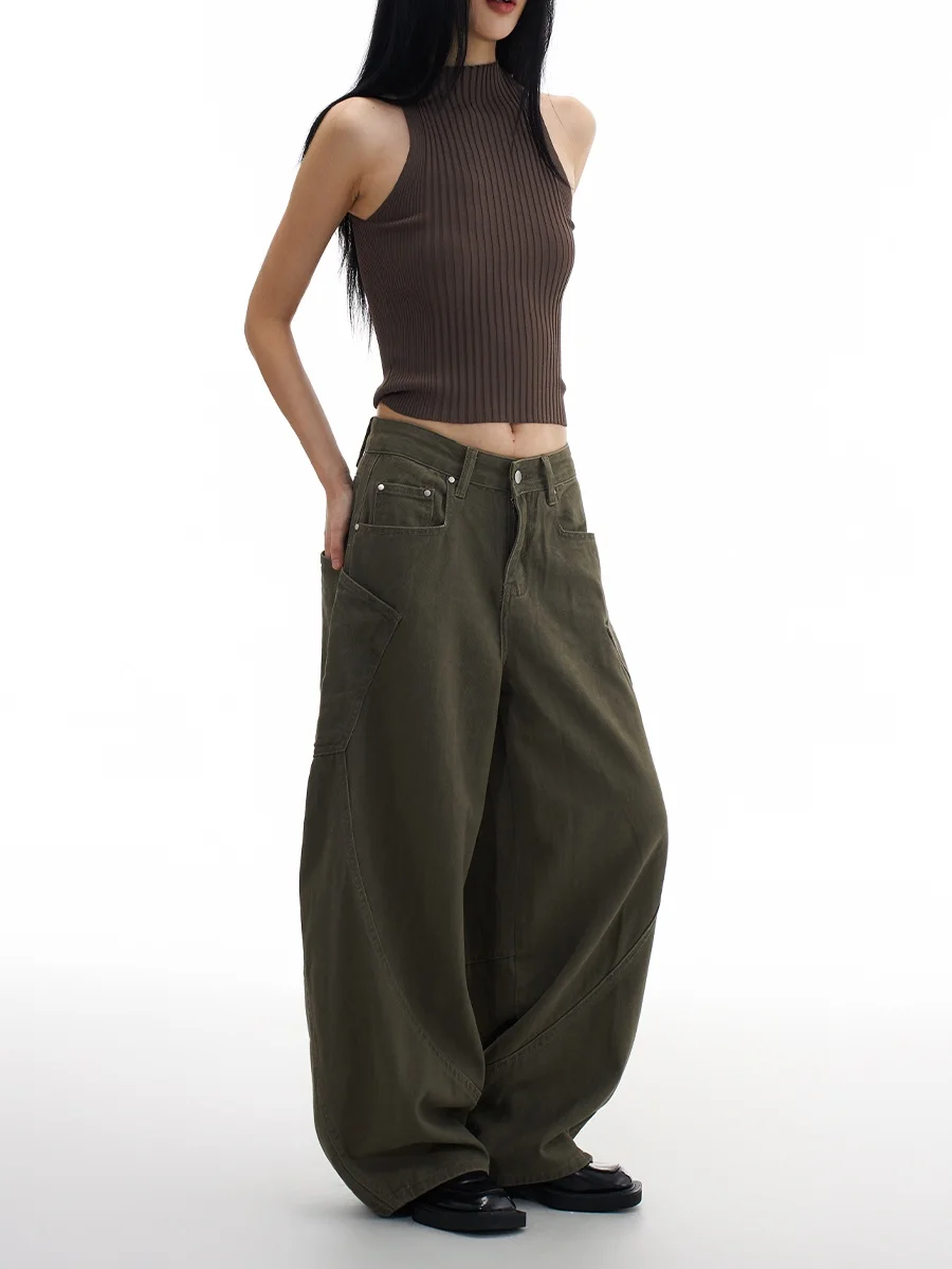 

Широкие джинсы в стиле милитари, женские свободные джинсовые брюки прямого кроя, осенние новые брюки в американском стиле ретро, нож