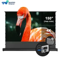 Hottest Wupro 100/120 inch Alr Pet Crystal Floor Up Projection Screen Motorized Long Throw For UST Floor Rising Projector Screen