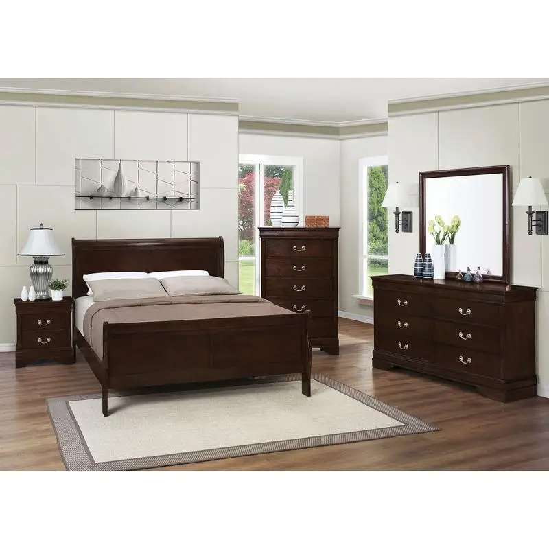 5-piece Full Bedroom Set - Bruno Cappuccino Finish, Modern Design, Stylish Bedroom Furniture