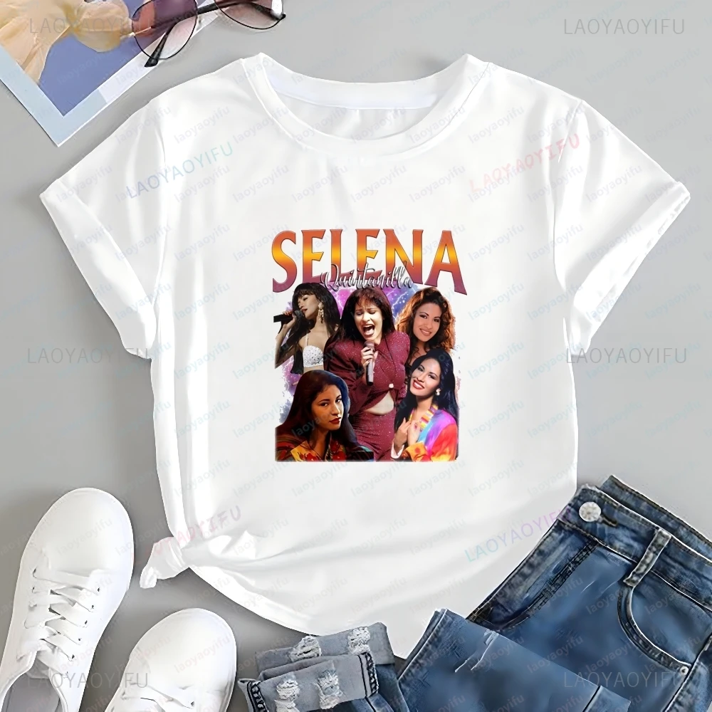 Selena Quintanilla Printed T-shirt Selena Quintanilla Fan Top Trend Harajuku Short Sleeve Unisexes Shirt Graphic Large T-shirt