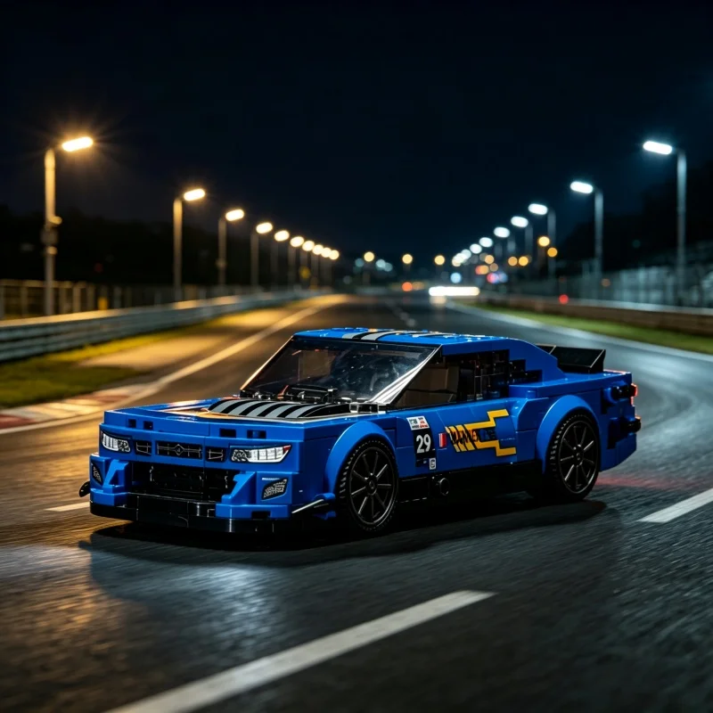 

2026 Blue Racing Sports Car Building Block Model Adult Collectible Assembled Ornament For Birthday Gift