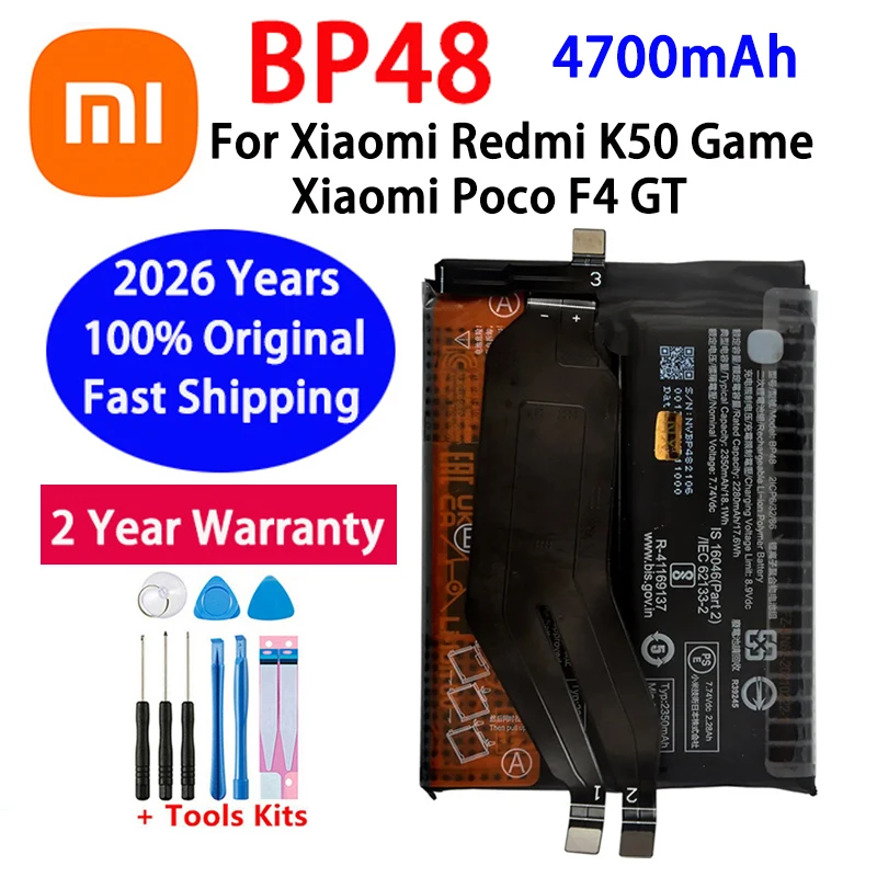 

2026 Years 100% Original BP48 Battery For Xiaomi Remi K50 Game / Poco F4 GT Phone Batteries 4700mAh Fast Shipping