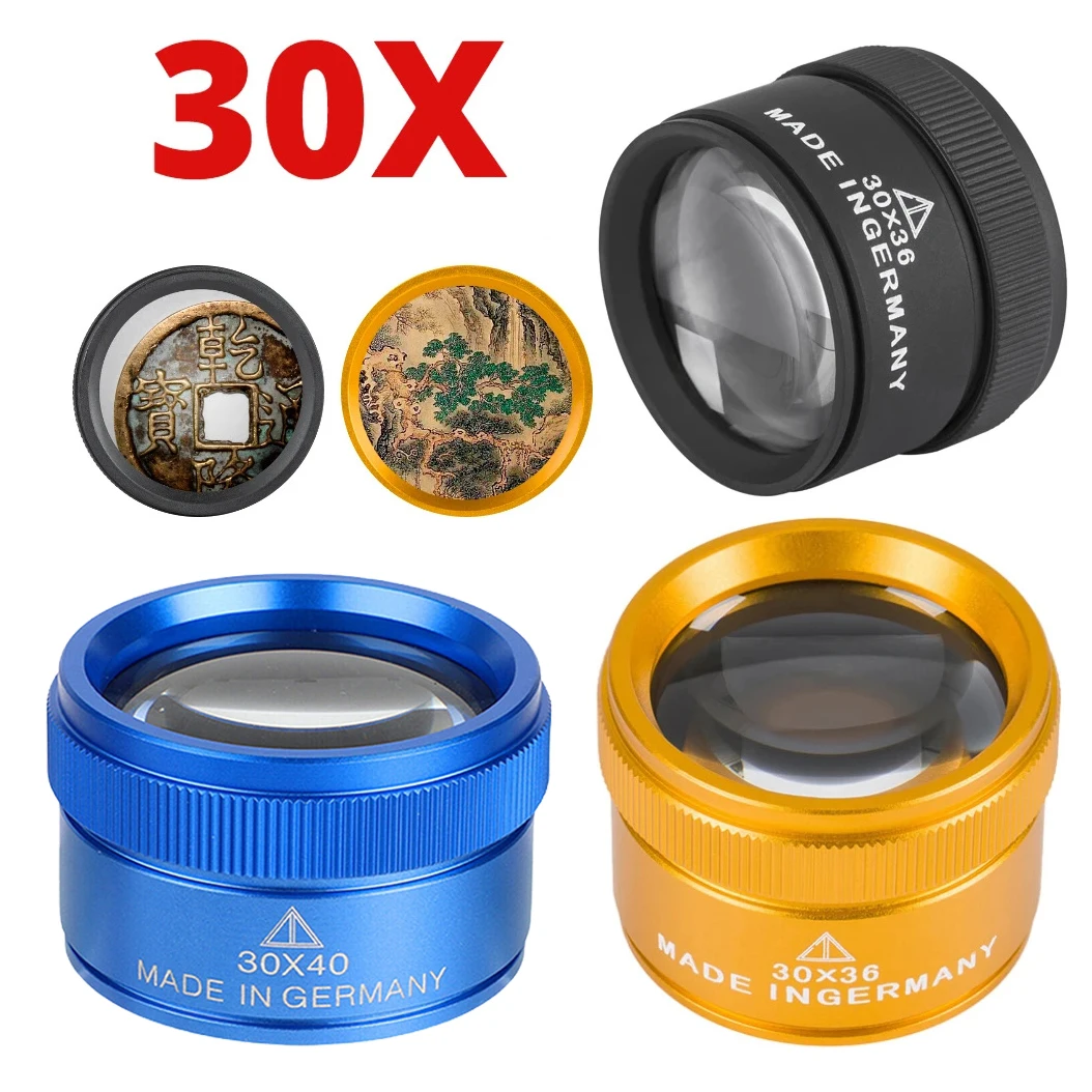30X 36mm Magnifying Glass Precision Work Optical Lens Monocle Watch Magnifier Loupe Handhold Coin Stamps Jewelry Loupe Pocket
