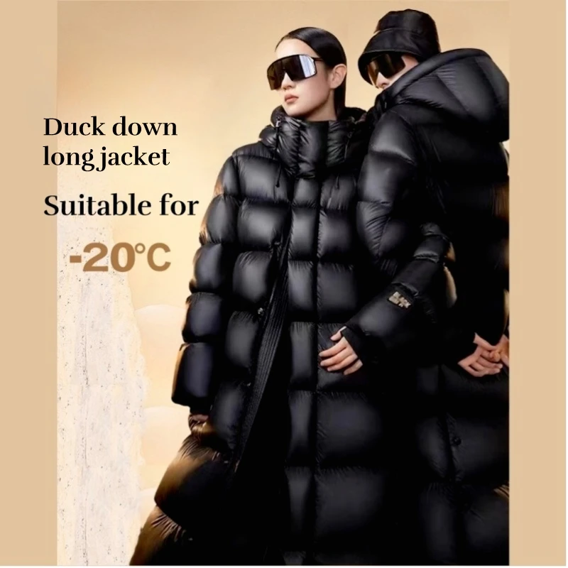 

Down Jacket Men and Women for Winter White Duck Down Long Coat Waterproof Windbreaker Top Quality for Outdoor Camping Hiking