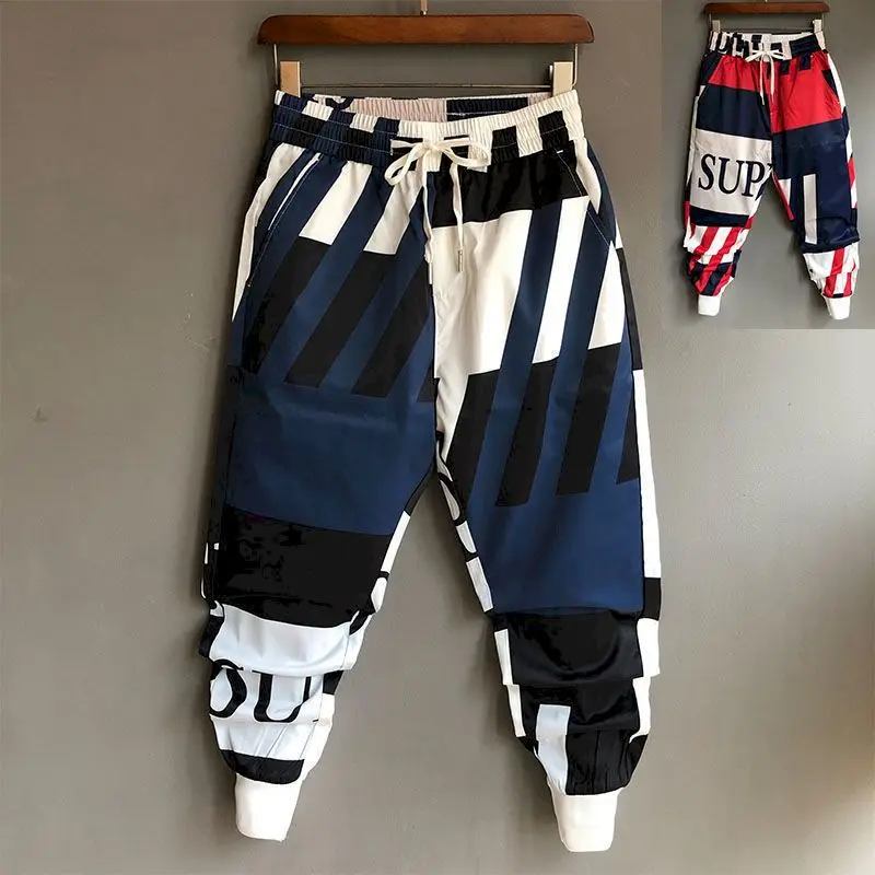 Summer Trend Color Casual Sprts Pants Men Handsome Leggings Harem Sweatpants Korean Style All-match Loose Ankle-length Pants Man