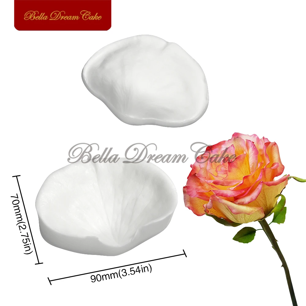 2pcs/set 3D Rose Petal Design Silicone Veiner Mold DIY Fondant Flower Clay Mould Wedding Cake Decorating Tools Kitchen Bakeware