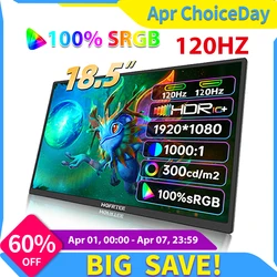 HGFRTEE 18.5inch Portable Monitor ADS-IPS 120Hz RGB100% Extended Display Laptop Second Screen With VESA Hole&Stand