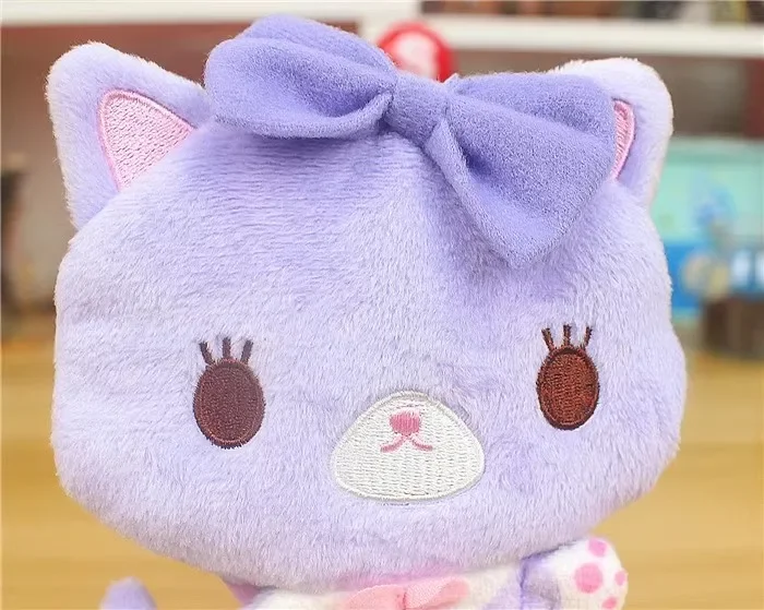 Mewkledreamy Purple Cat peluche portamonete portamonete portafogli Kawaii Cute Women Bag portachiavi portachiavi Mini piccola borsa Organizer