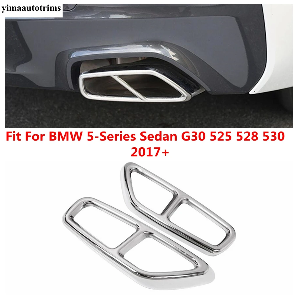 

Rear Tail Exhaust Tip Pipe Frame Cover Trim Fit For BMW 5 Series Sedan G30 530i 2017 - 2023 Stainless Steel Accessories Interior