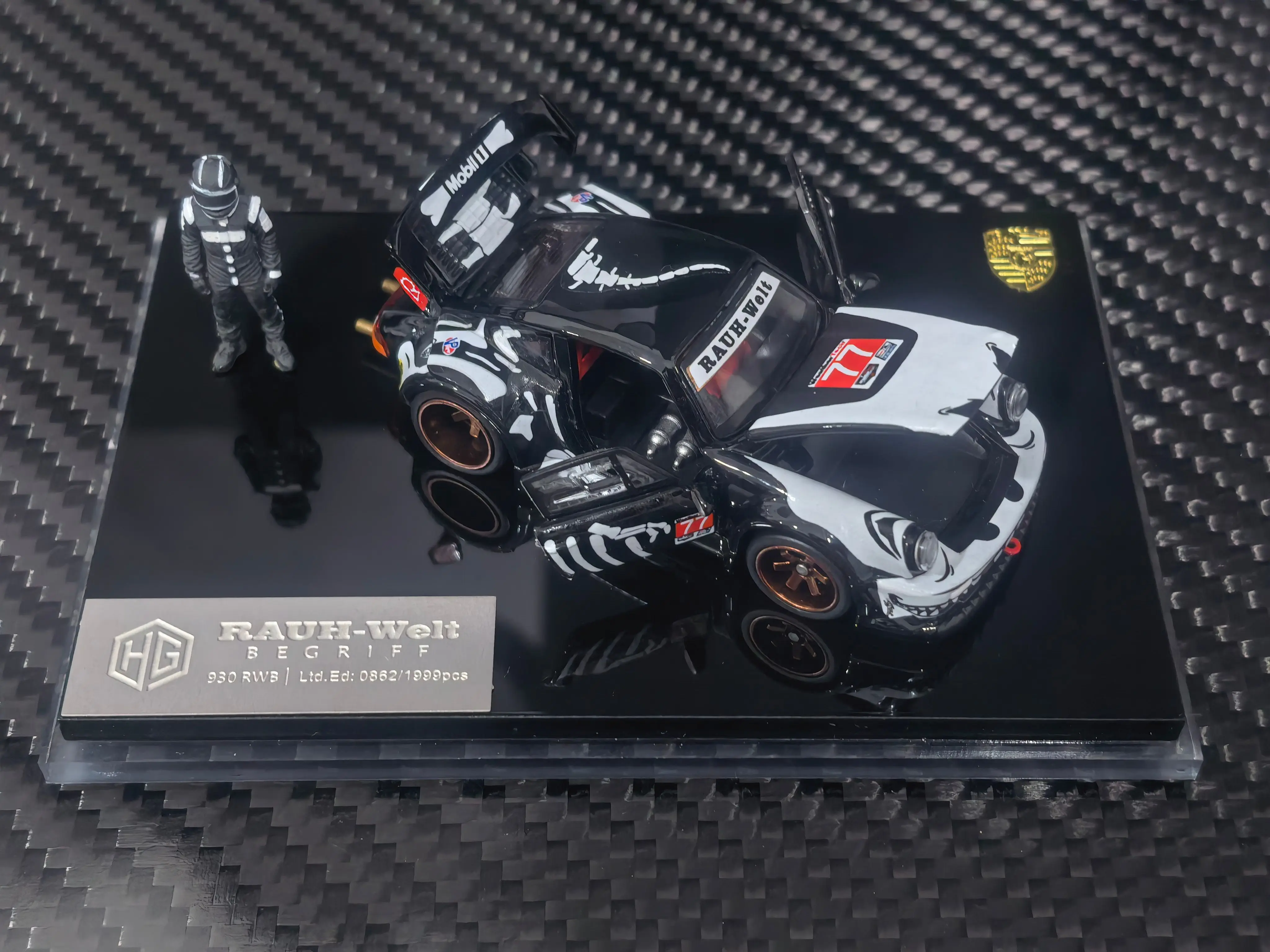 FG Custom 1:64 Porsche RWB930 Bone Dragon #77 Alloy Diecast Model Car Collectible Gift Ornament
