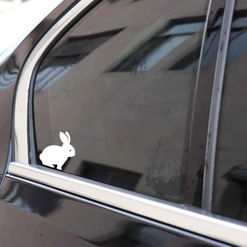 Black/Silver Rabbit Lovely Decor Car Stickers Car Trunk Accessories Vinyl Decal 13.3CM*15.5CM