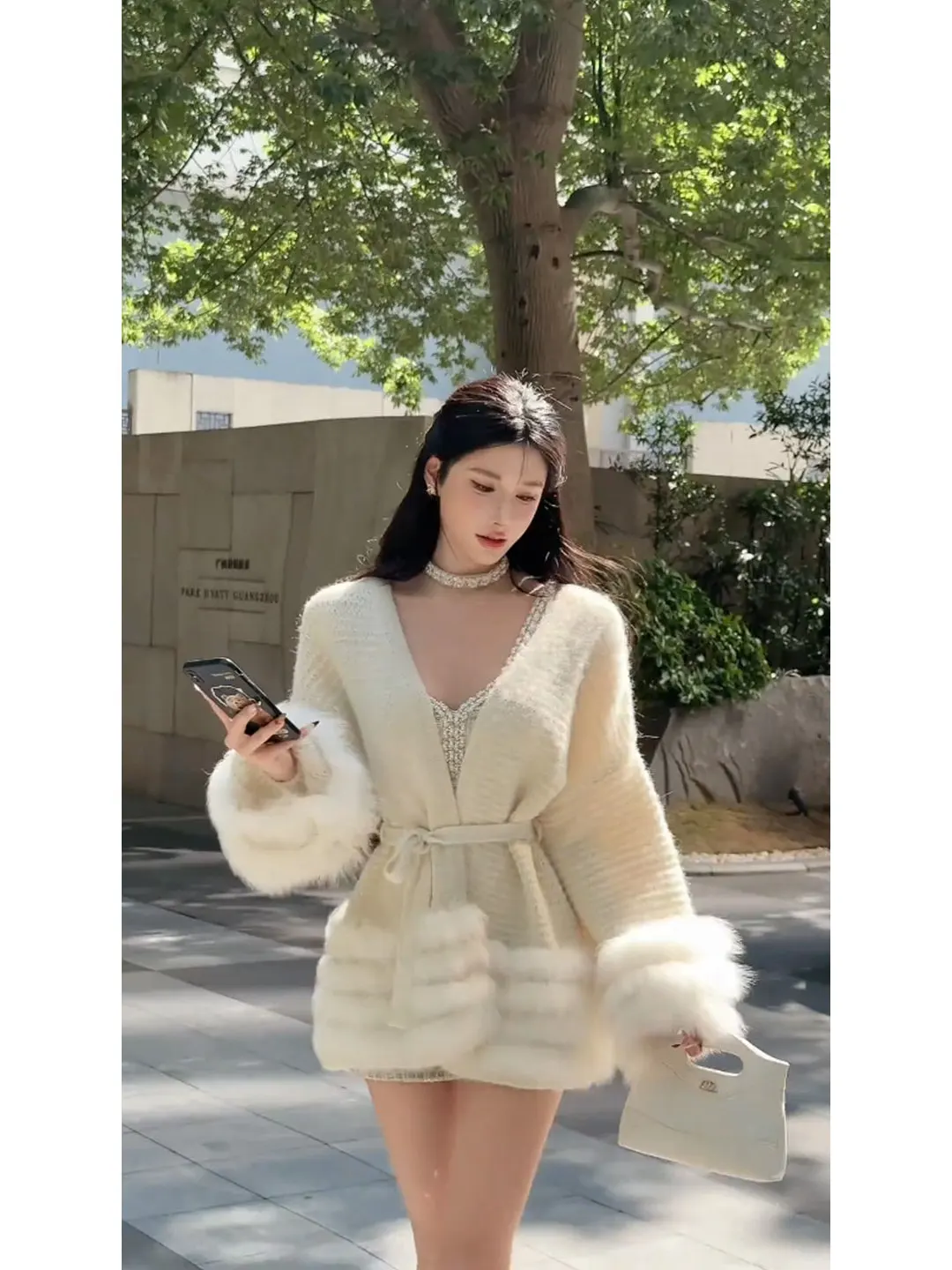 

Elegant Spliced Fur Jacket And Strap Short Skirt Set for Women Fashionable Trendy Hot Girl Outfit Autumn Collection 2025