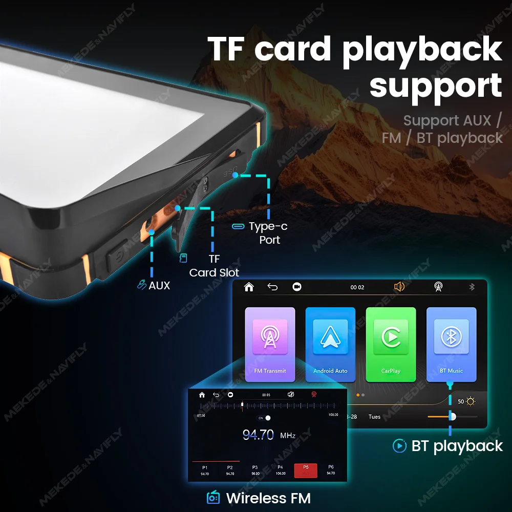 شاشة عرض ملاحة GPS محمولة مقاس 7 بوصة للدراجات النارية لوحة قيادة رقمية للدراجات النارية لاسلكية CarPlay Moto Android Auto #3