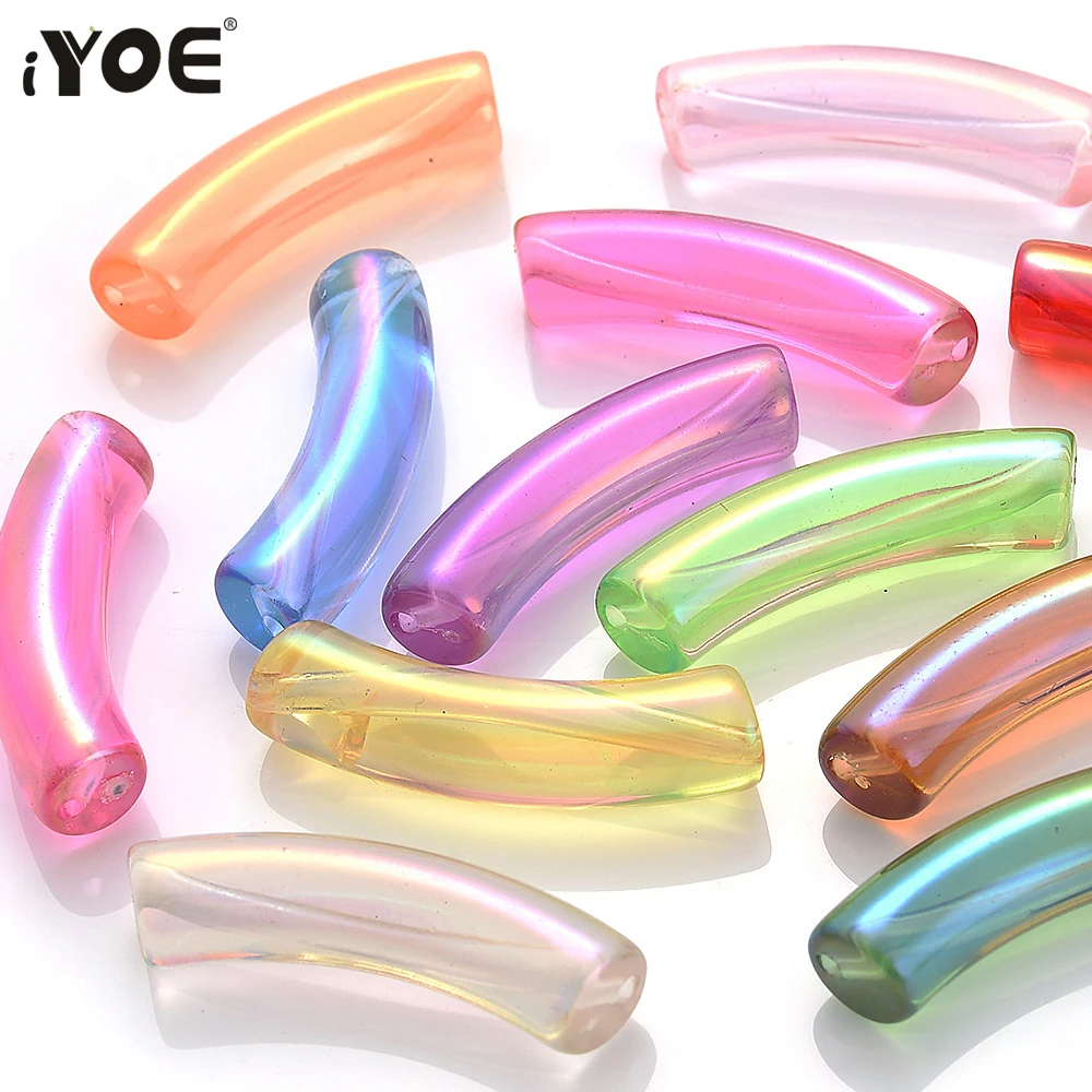 5/10 stücke glänzend transparent ab Farbe Acryl rohr Perlen gebogen Rohr Perlen für Schmuck machen DIY Armband Halskette Schmuck