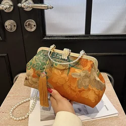 New Chinese Embroidery Fashion Handbag 2026 Hot Selling Pearl Shoulder Bag Versatile Crossbody Bag Dinner Bag Bolsas De Mujer