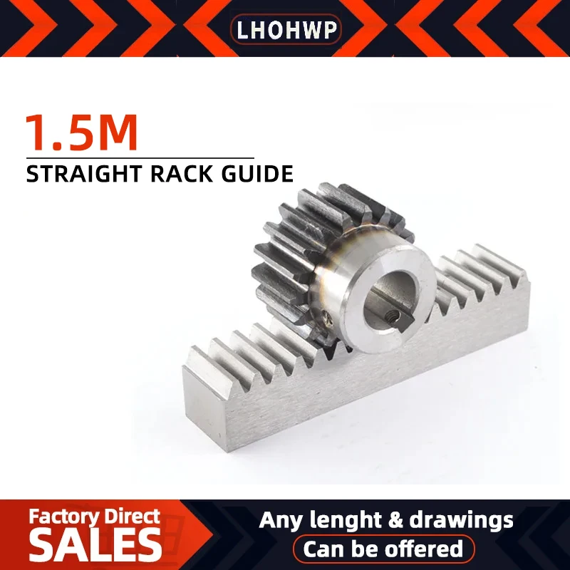 

1PC 1.5M Gear Rack /Straight Teeth Rack 45# Steel Side Fixing Hole Harden +1pc 1.5M 20 Teeth Hole6/8/10/12/14/15/16 Gear