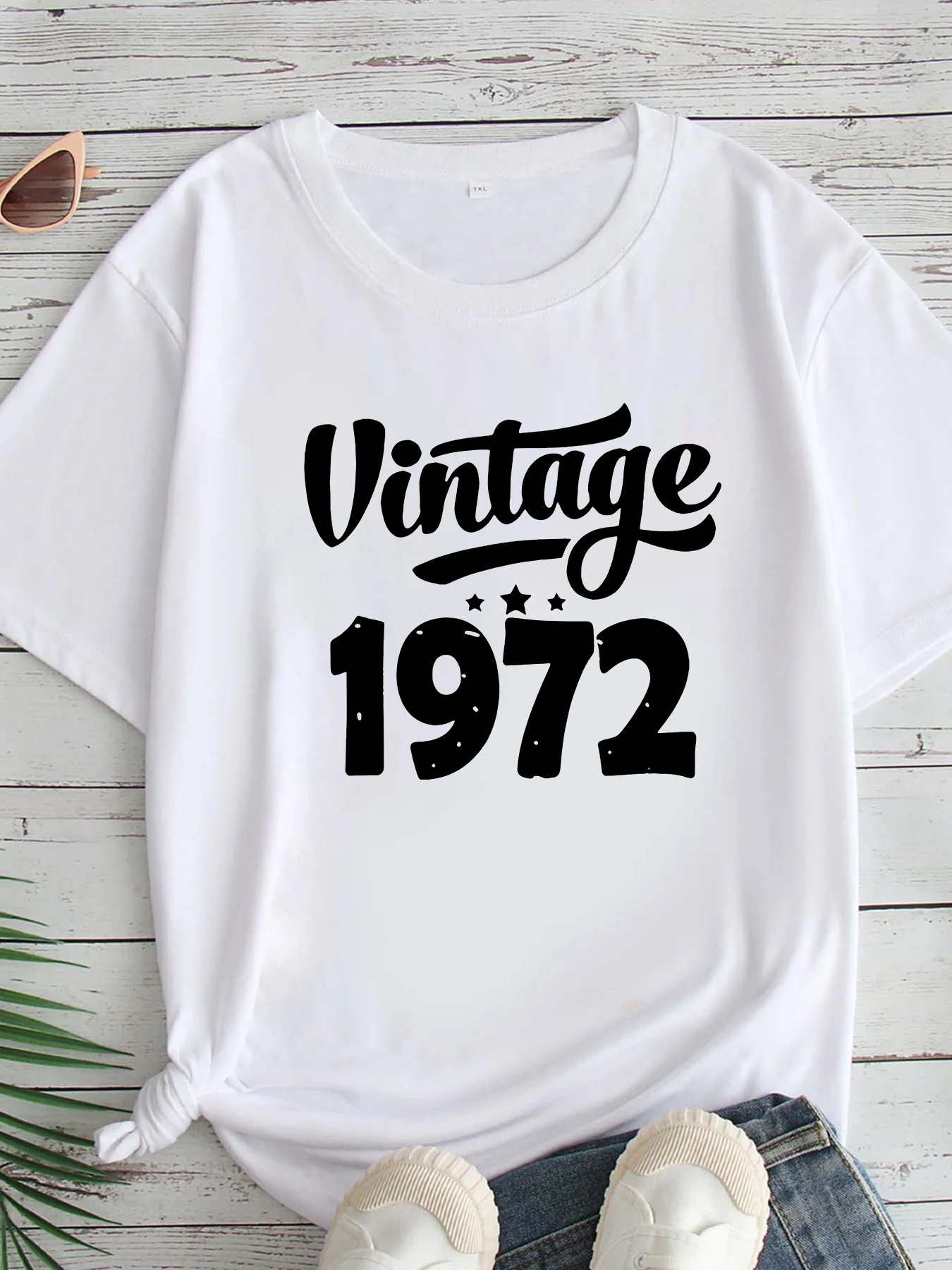 

Women's Large Size Printed round Neck Short Sleeve T-shirt 1-7XL Comfortable Casual Top in European Style