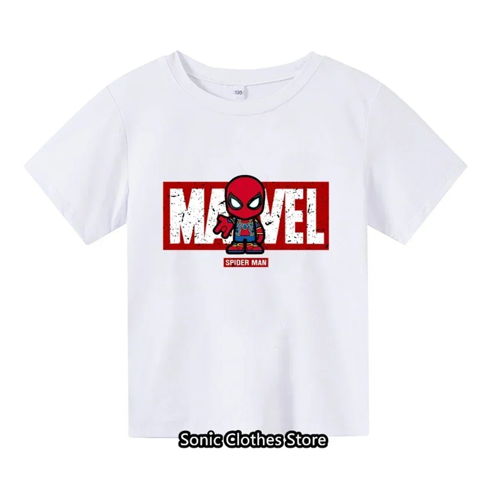 2024 New Spider Man Cartoon Pattern Boys and Girls Children's Printed T-shirt Children's Summer Fashion Short Sleeved T-shirt