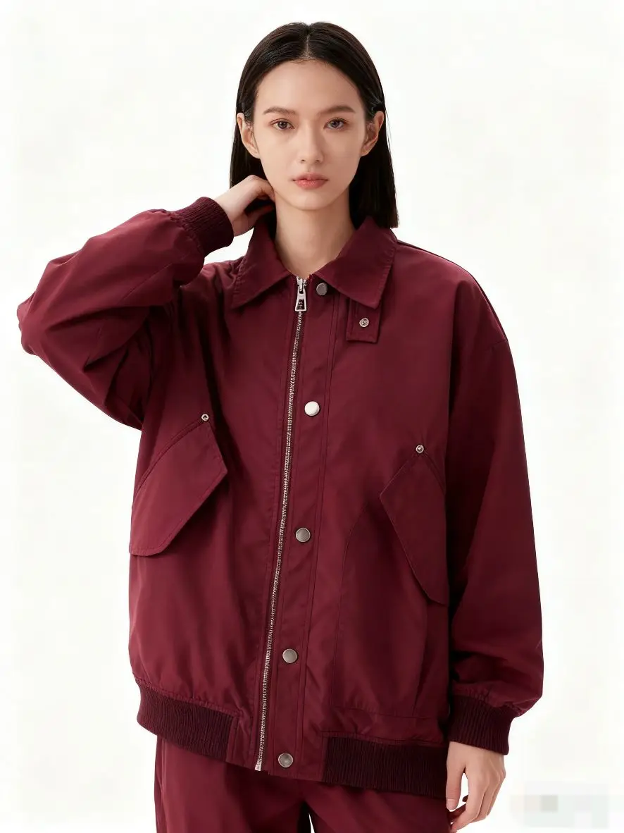 

Bomber Jackets Womens Jacket Inside Pockets Autumn Mesh Panelled Cropped Professional Waistband Modern OL Cleanfit Simple Casual