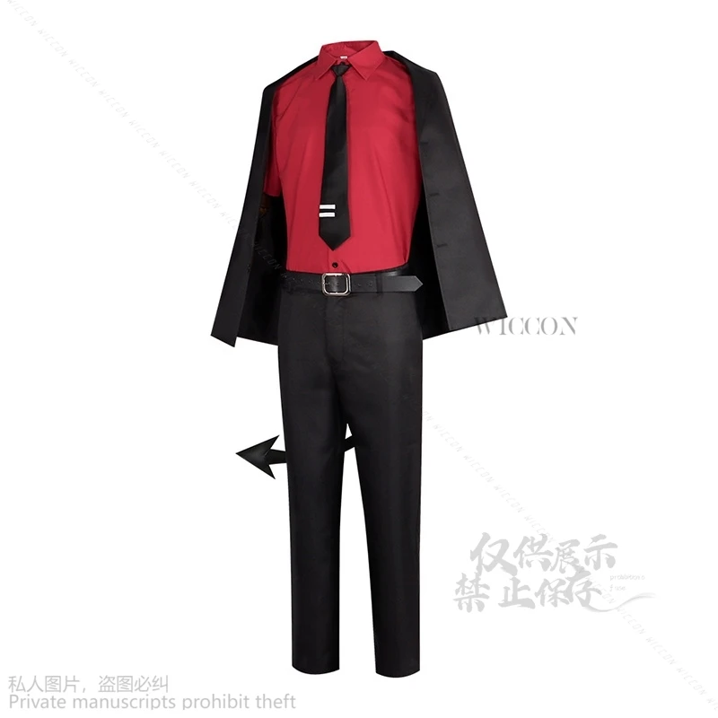 Gioco Helltaker The Awesome Demon Justice Costume Cosplay Adulto Donna Uomo Abiti Camicia Pantaloni Giacca Coda Parrucche di Carnevale di Halloween