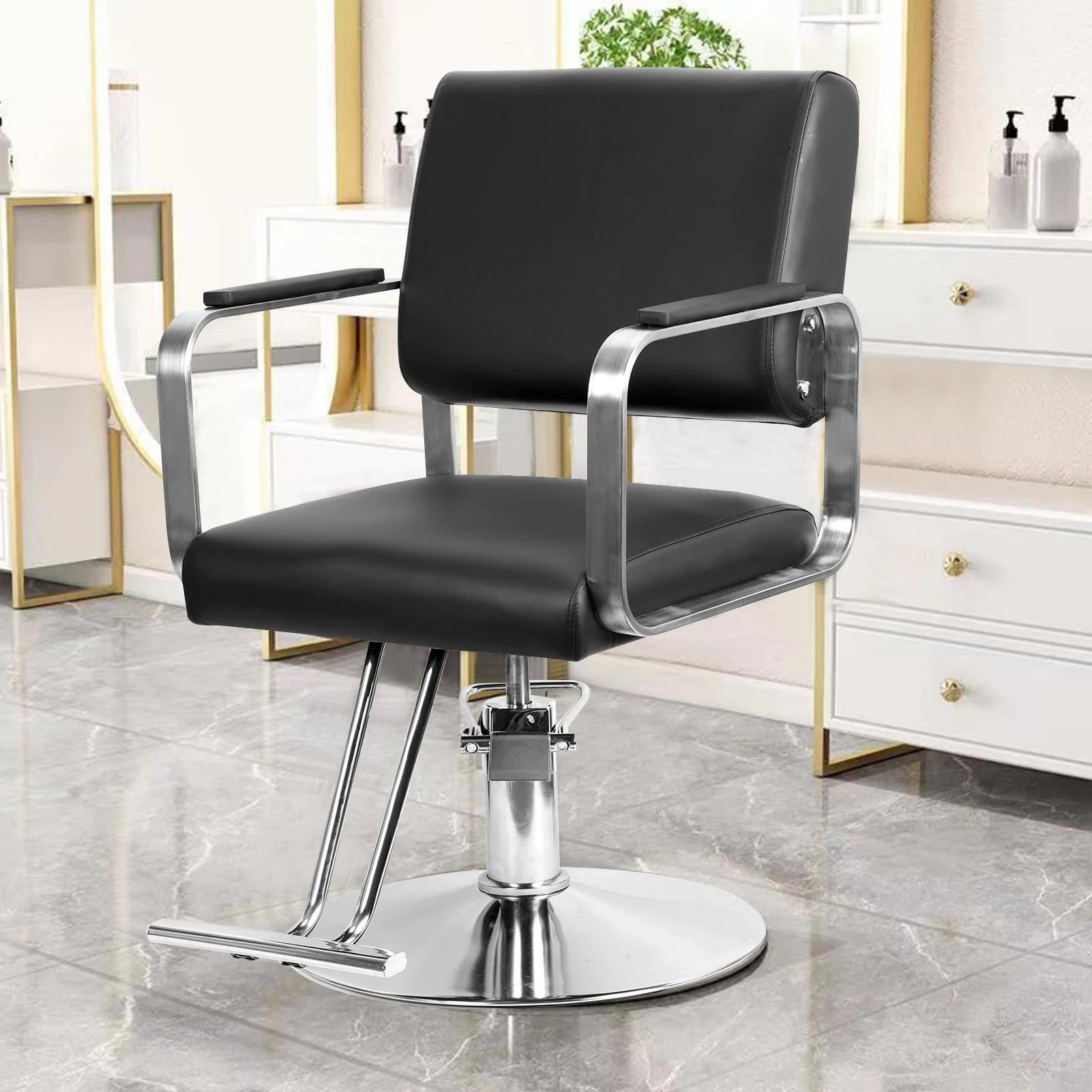 Barber Chair Salon Chair for Hair Stylist Multi-Function Shampoo Tattoo Chair Beauty Salon Barbershop Black Height Adjustable