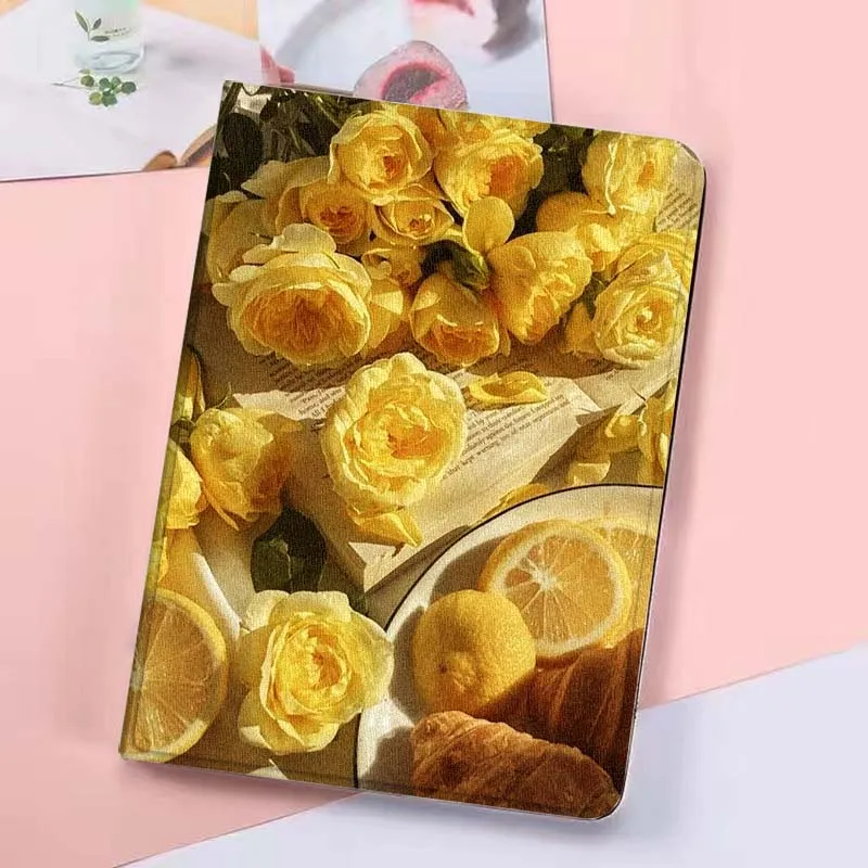 حافظة بنمط الورد الأصفر لجهاز iPad Air Mini 9.7 2 4 5 11 6th 7th gen 13 3 1 2 4 5 6 7 7.9 10.9 10.5 بوصة تابلت #2