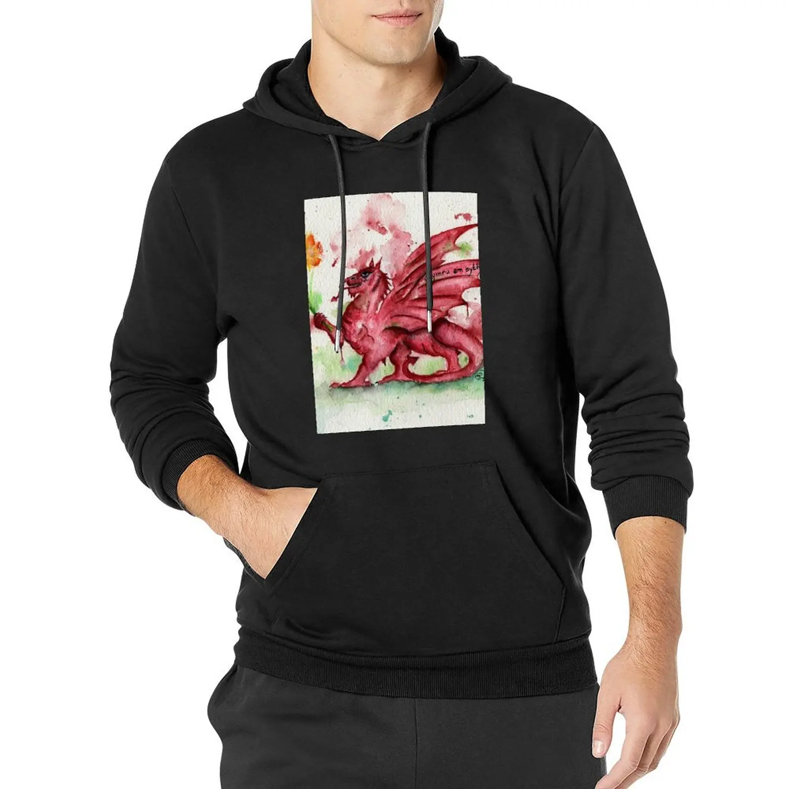 Welsh Dragon Watercolour Pullover Hoodie blouse korean style clothes hoodie