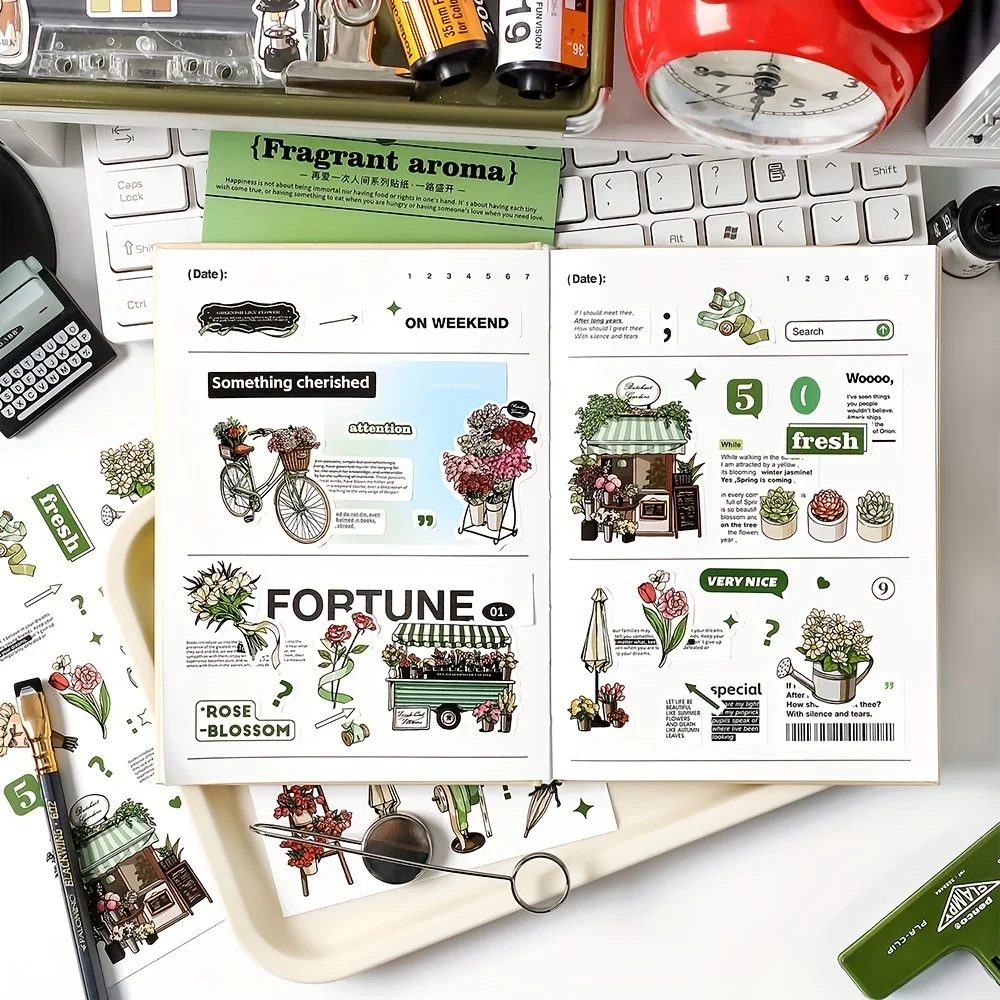 2 Sheets Fresh Retro Creative Luck Stickers for Scrapbooking DIY Decorative Material Collage Journaling