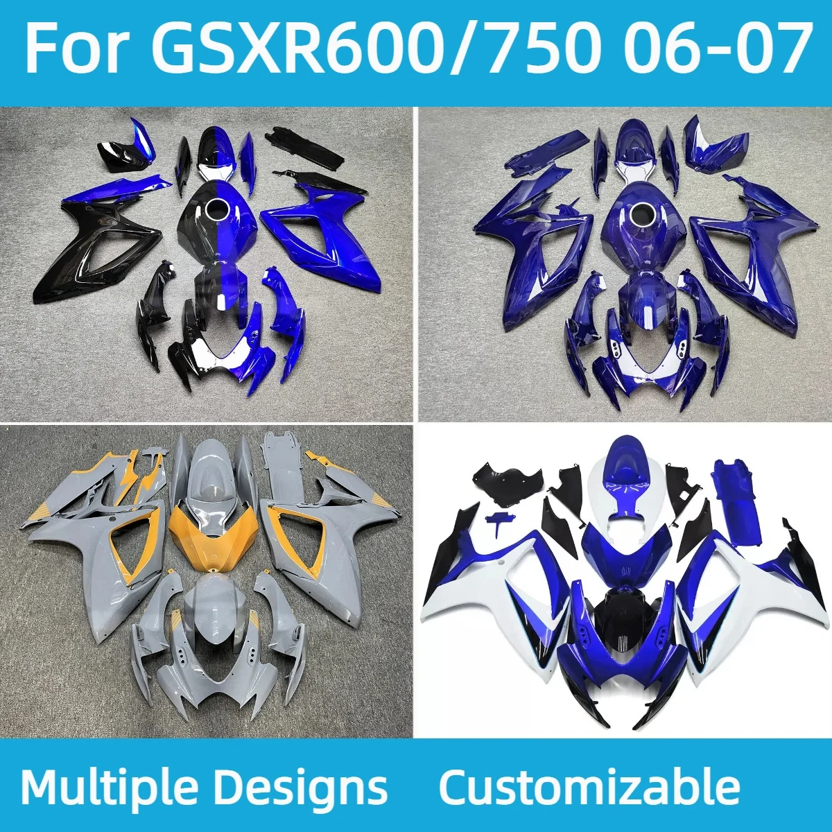 GSXR600 GSXR750 2006 2007 Injection Fairing Kit for GSXR 600 750 06 07 ABS Motorcycle Plastic Full Body Fairings