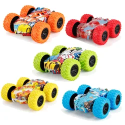 Double-Side Vehicle Inertia Car Collision Automatic Turnover Running Car Toy 360 degrees Rotating Graffiti Color Toys Car Gifts