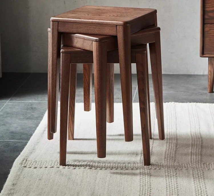 

Nordic Simple Wooden Stool Square Stool Solid Oak Wood Dining Stool