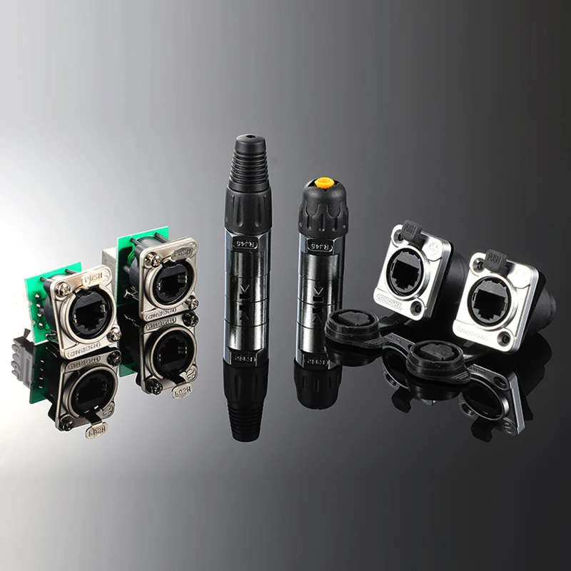 D-Type Module RJ45 Netwerk Docking Socket Connector Led Groot Scherm Gegevensoverdracht NE8FDP Ethernet IP65 Waterdichte Socket